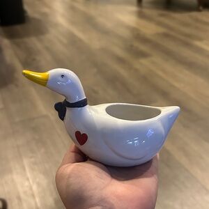 White Ceramic Duck with Yellow Beak
